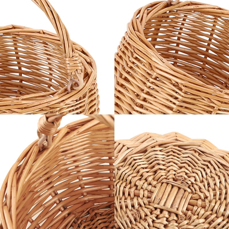 SHCMSADO Small Gift Wicker Picnic Basket with Handle,Willow Flower Girl Basket for Weddings，Garden and Home Decor -Wicker Storage Basket-Natural - Image 3